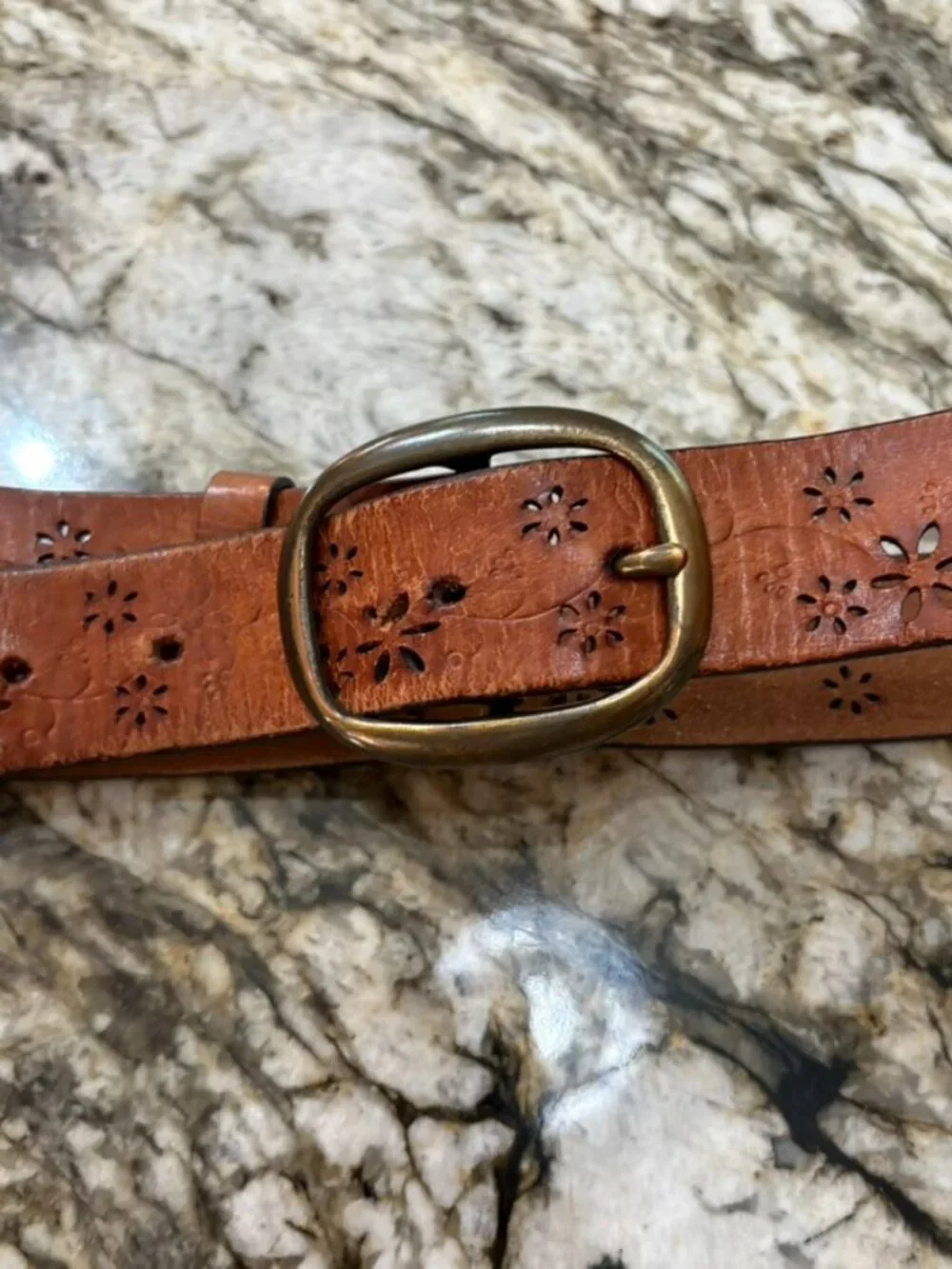 Vintage Leather Floral Belt